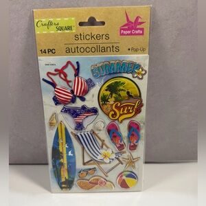 🩷5/$10 Crafters Square Summer Surf Pop-Up Stickers - Beach Colors
